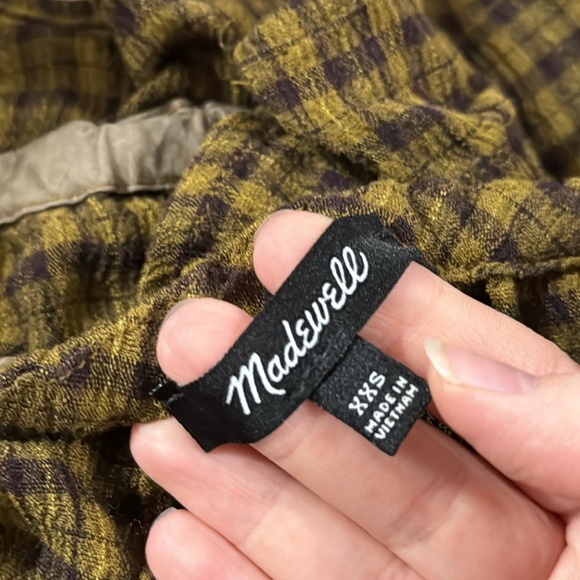Madewell Tie-Back Cutout Top in Plaid Spiced Olive size XXS - Picture 7 of 9
